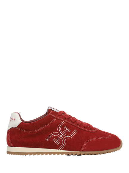 Sam Edelman Isella Suede Lace Up Trainers, Deep Scarlet, Deep Scarlet