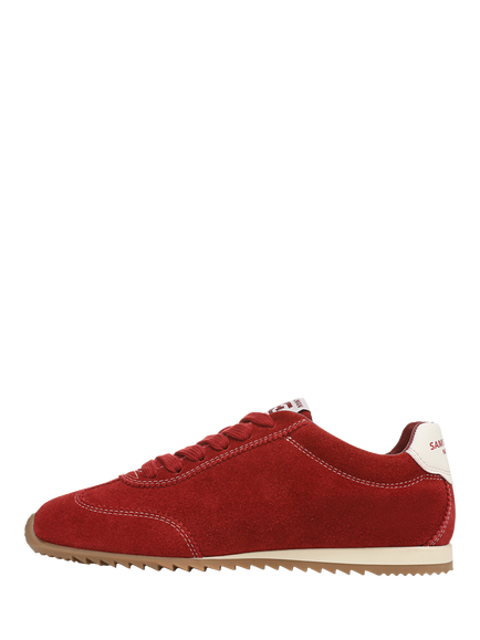 Sam Edelman Isella Suede Lace Up Trainers, Deep Scarlet - view 2, Deep Scarlet