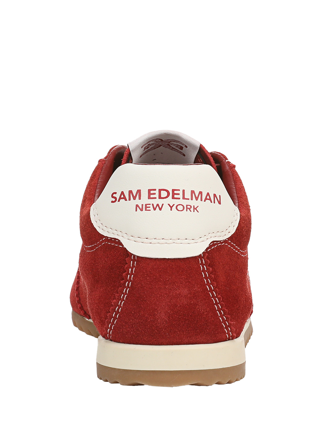 Product image 4 of 6, which shows Sam Edelman Isella Suede Lace Up Trainers, Deep Scarlet, 3