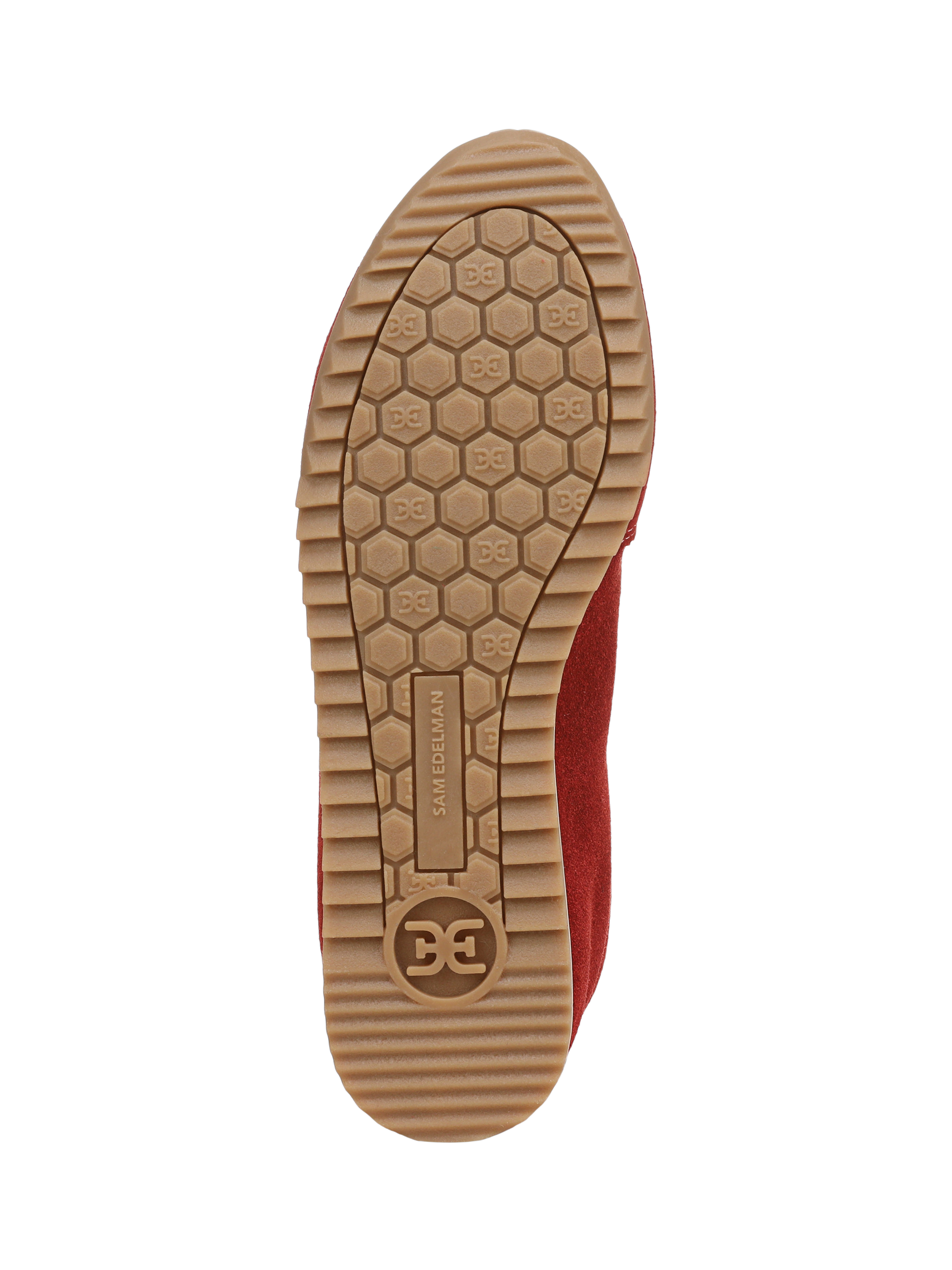 Product image 6 of 6, which shows Sam Edelman Isella Suede Lace Up Trainers, Deep Scarlet, 3