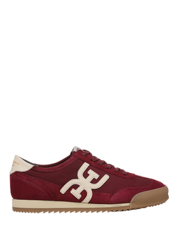 Sam Edelman Ivey Leather Blend Lace Up Trainers, Cafe Noir/White, French Merlot