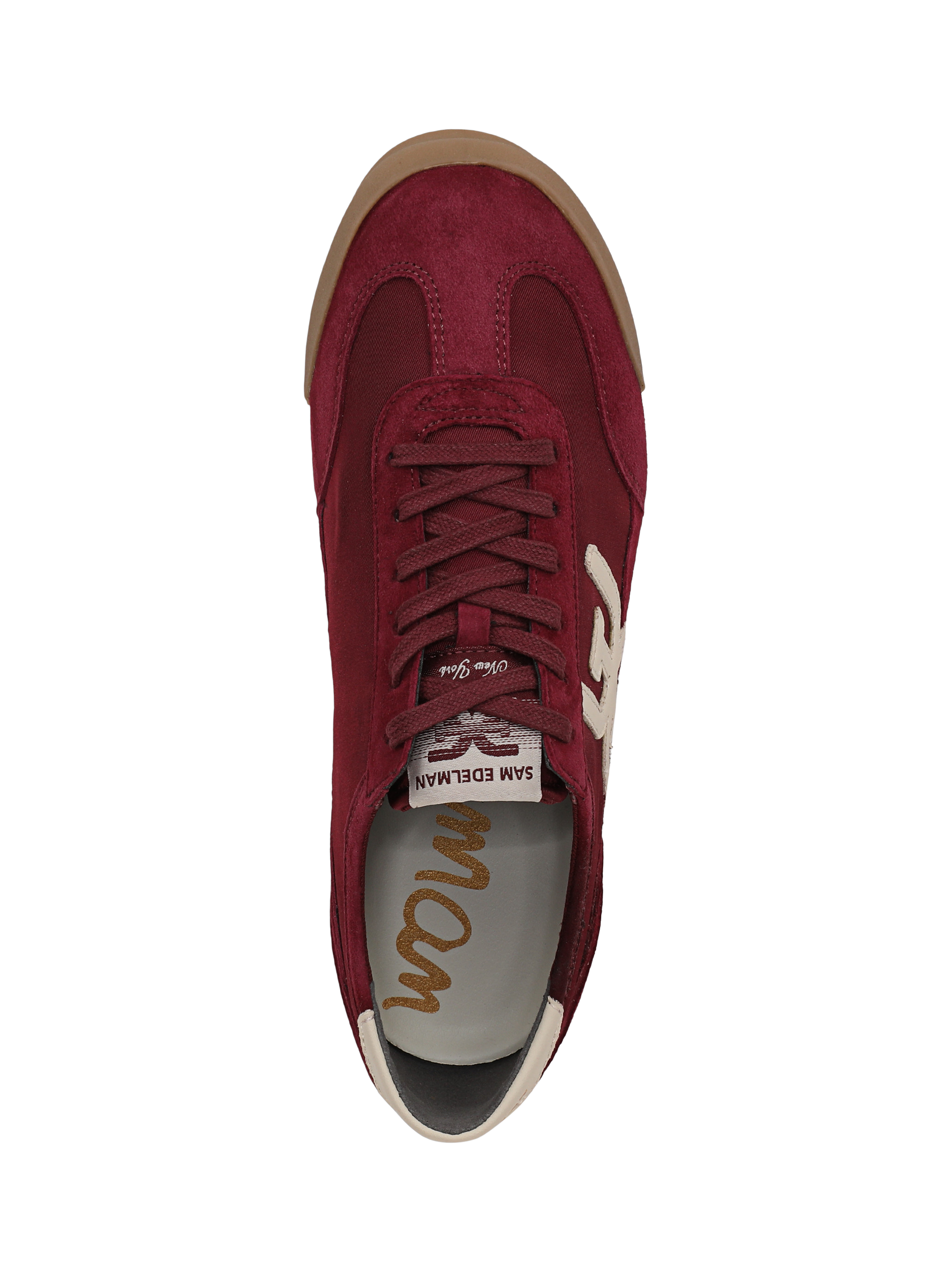 Sam Edelman Ivey Leather Blend Lace Up Trainers, Cafe Noir/White