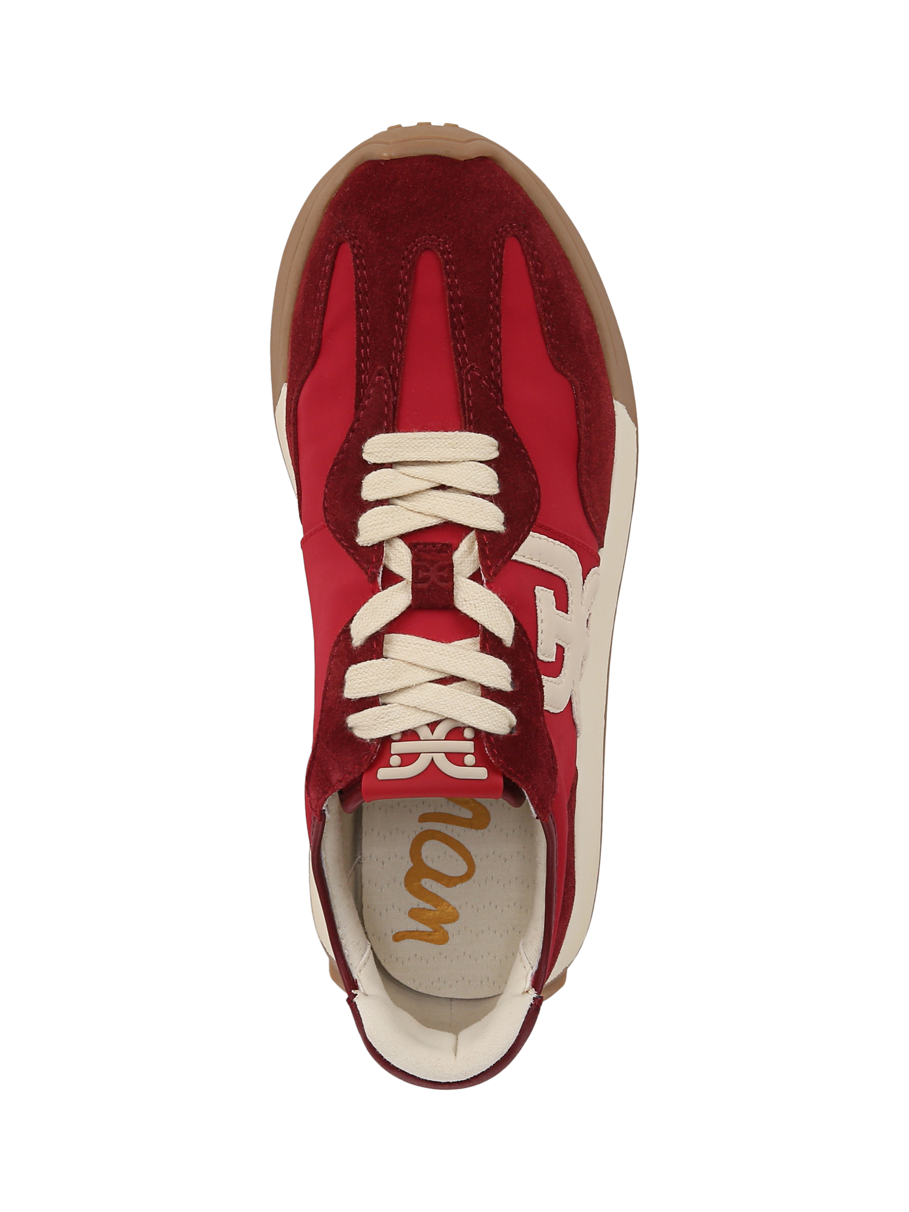 Product image 5 of 6, which shows Sam Edelman Langley 3 Suede Lace Up Trainers, Deep Scarlet, 3