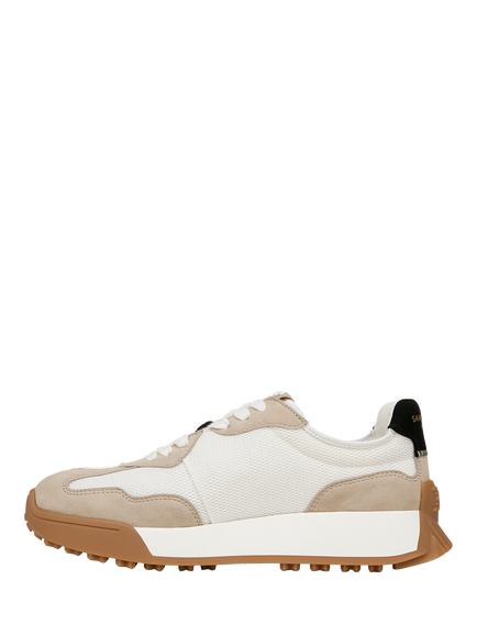 Sam Edelman Langley 3 Suede Lace Up Trainers - view 2, White/Tan/Black
