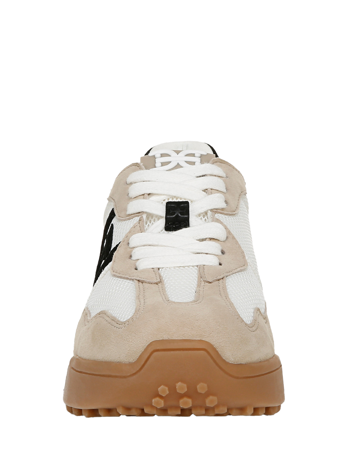 Product image 3 of 6, which shows Sam Edelman Langley 3 Suede Lace Up Trainers, White/Tan/Black, 3