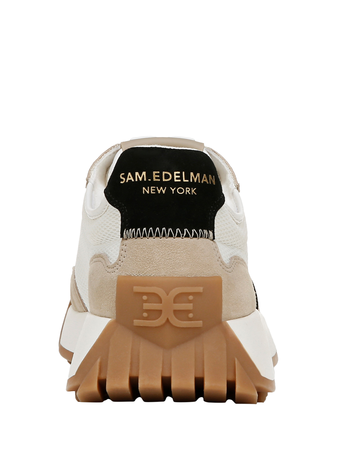 Product image 5 of 6, which shows Sam Edelman Langley 3 Suede Lace Up Trainers, White/Tan/Black, 3