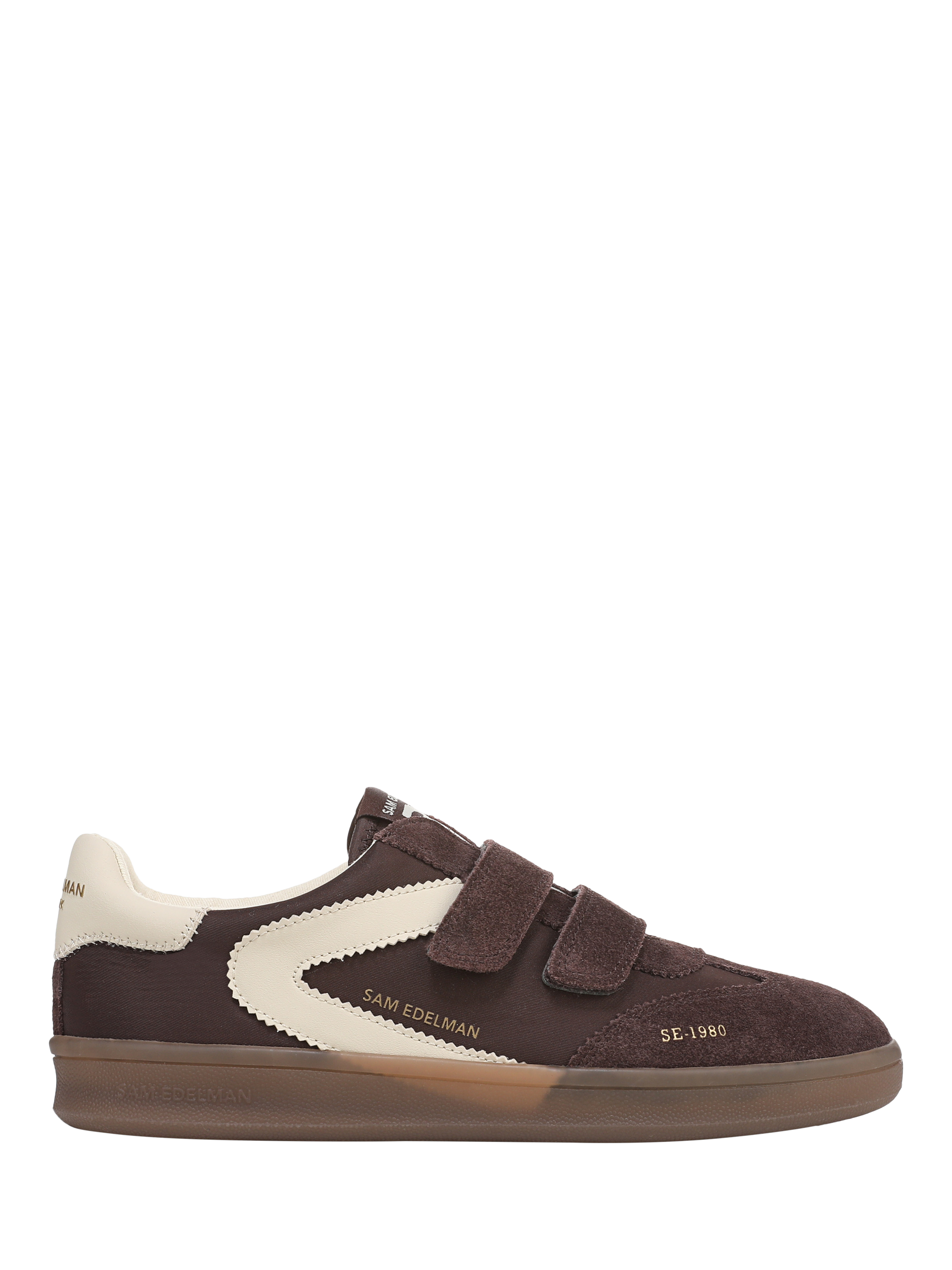 Product image 1 of 6, which shows Sam Edelman Talia Suede Trainers, Cafe Noir/Antique White, 3