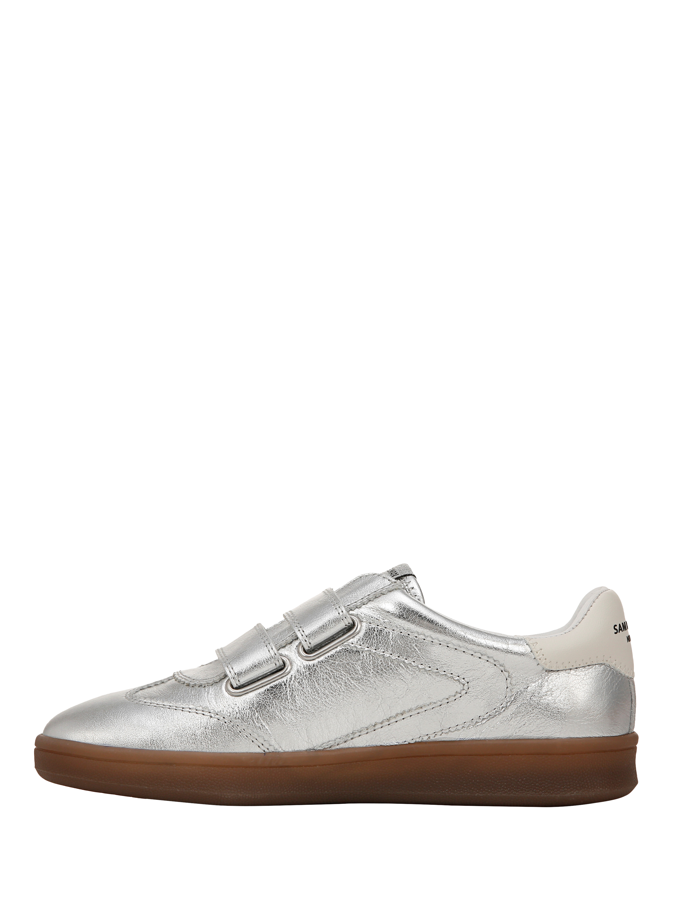 Product image 2 of 6, which shows Sam Edelman Talia Leather Lace Up Trainers, Soft Silver, 3