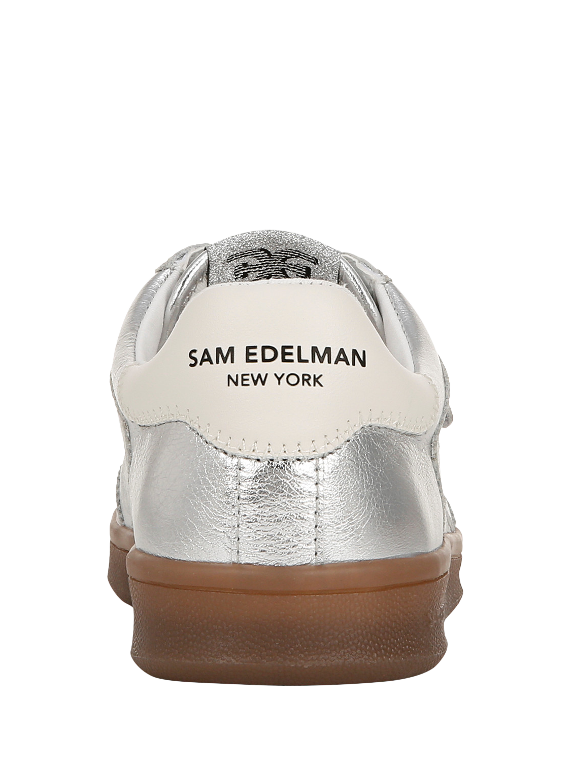 Product image 5 of 6, which shows Sam Edelman Talia Leather Lace Up Trainers, Soft Silver, 3