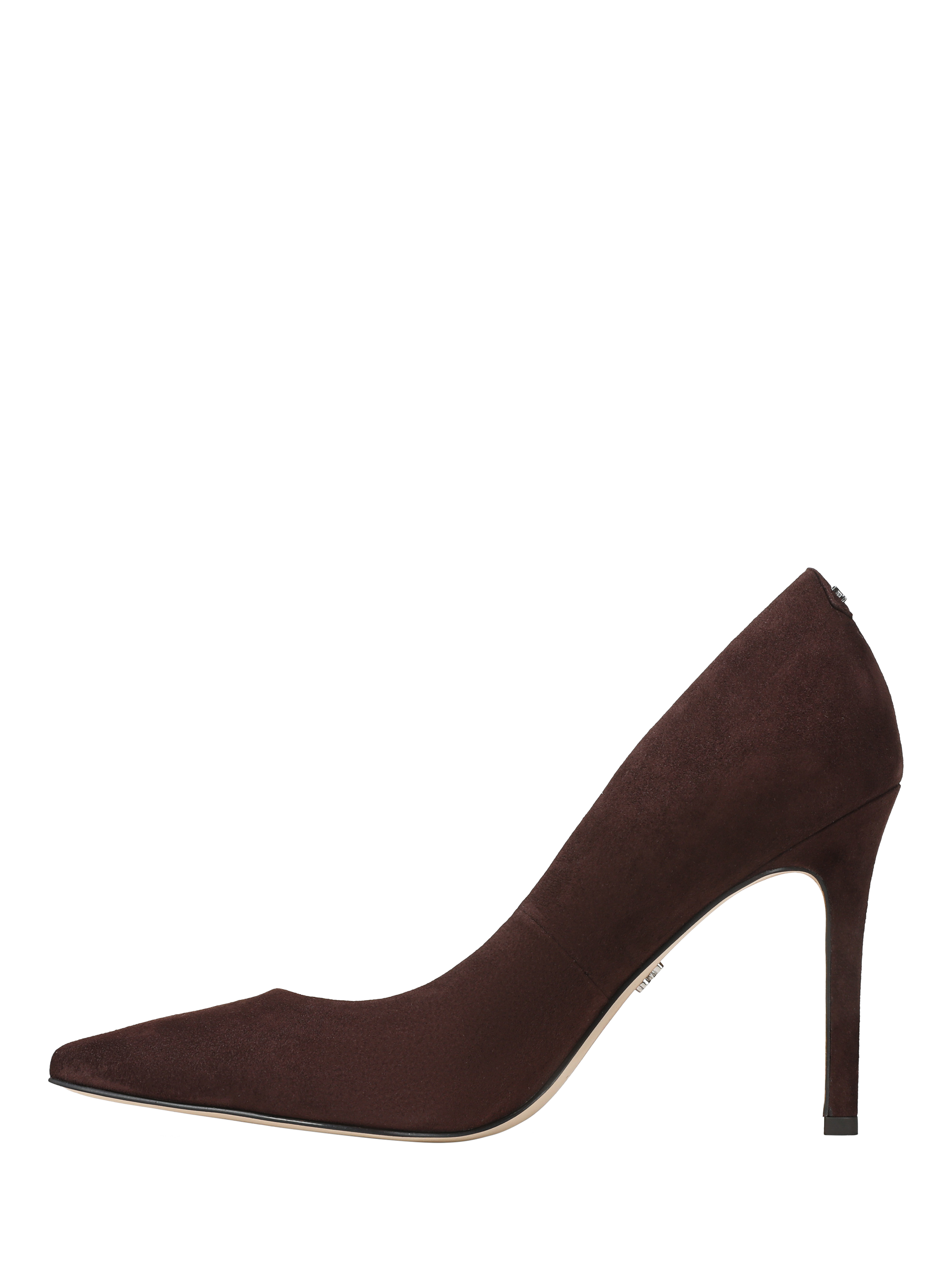 Product image 2 of 6, which shows Sam Edelman Hazel Leather Stiletto Heel Court Shoes, Cafe Noir, 3