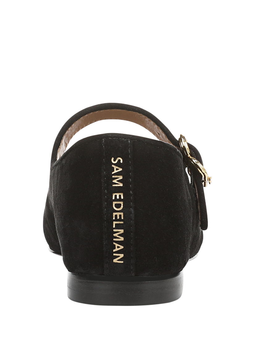 Product image 4 of 6, which shows Sam Edelman Michaela Mary Jane Suede Ballerina Pumps, Black, 3