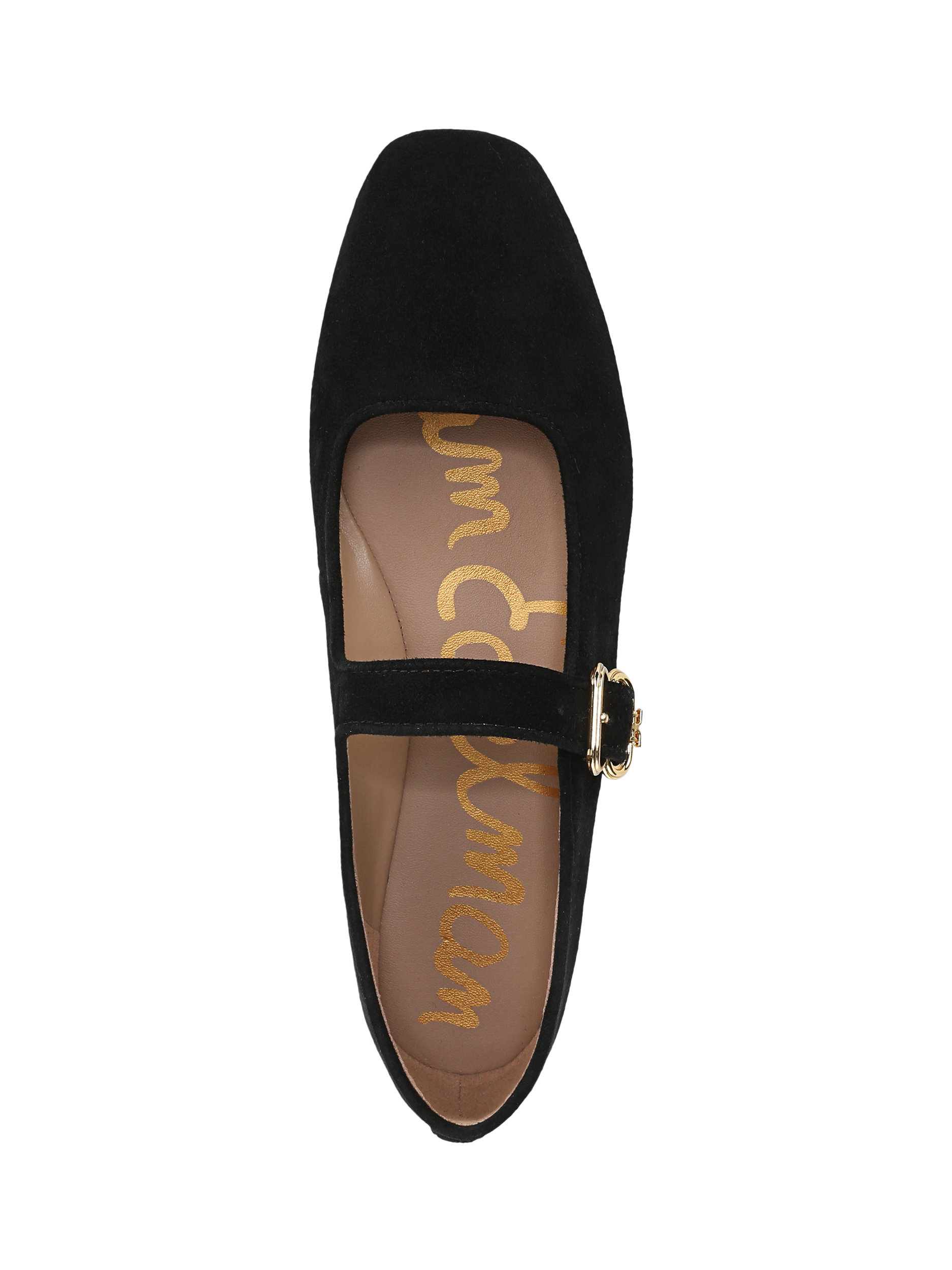 Product image 5 of 6, which shows Sam Edelman Michaela Mary Jane Suede Ballerina Pumps, Black, 3