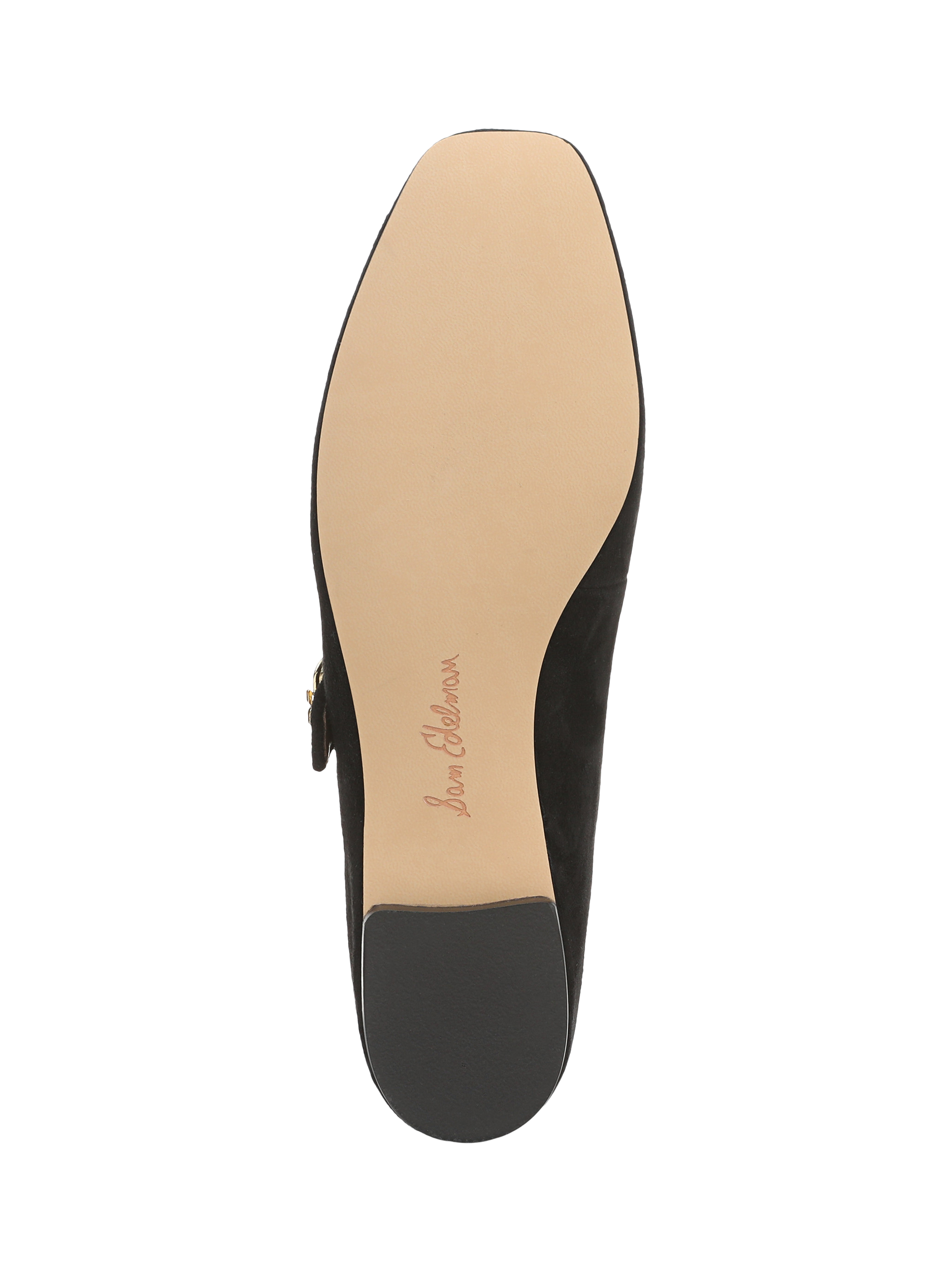 Product image 6 of 6, which shows Sam Edelman Michaela Mary Jane Suede Ballerina Pumps, Black, 3