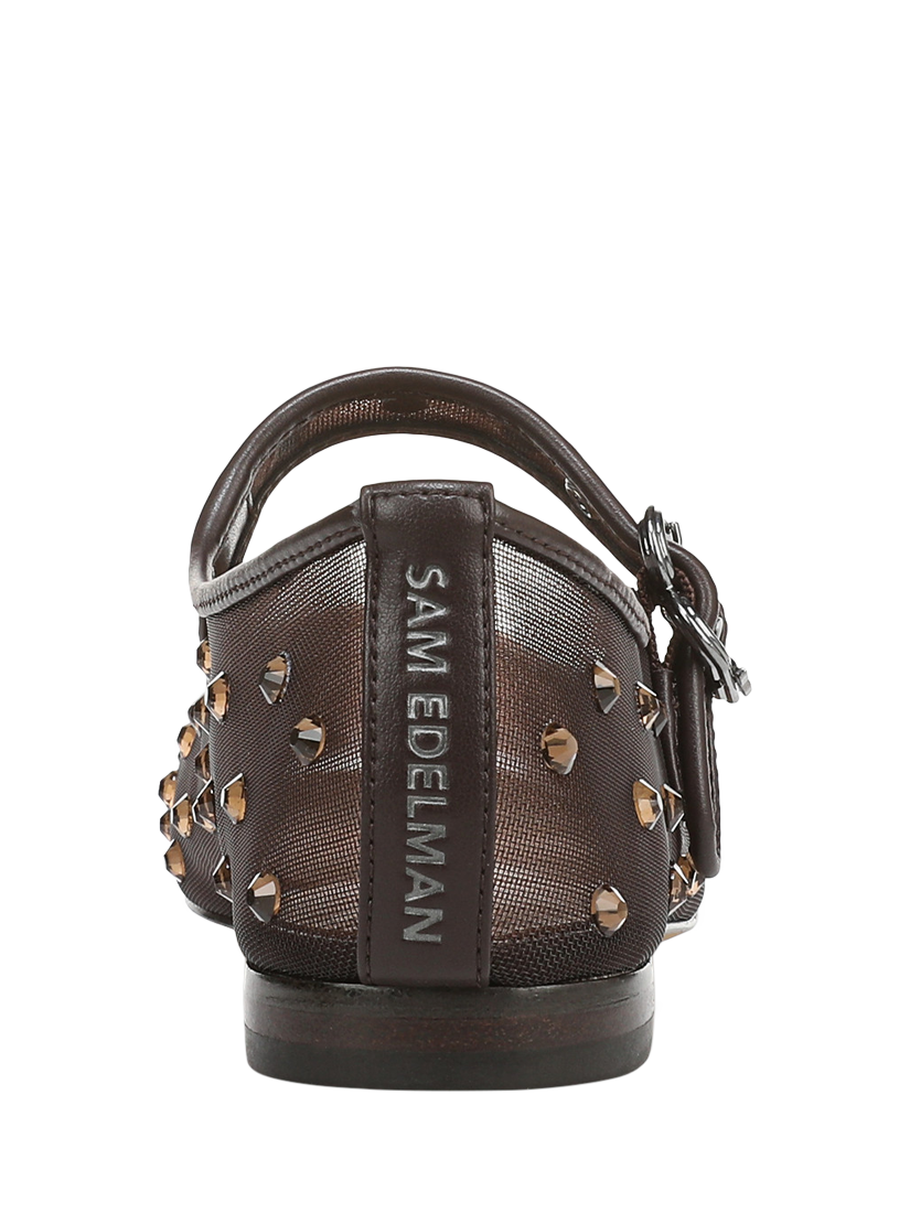 Product image 4 of 6, which shows Sam Edelman Michaela Shine Mary Jane Ballerina Pumps, Cafe Noir, 3