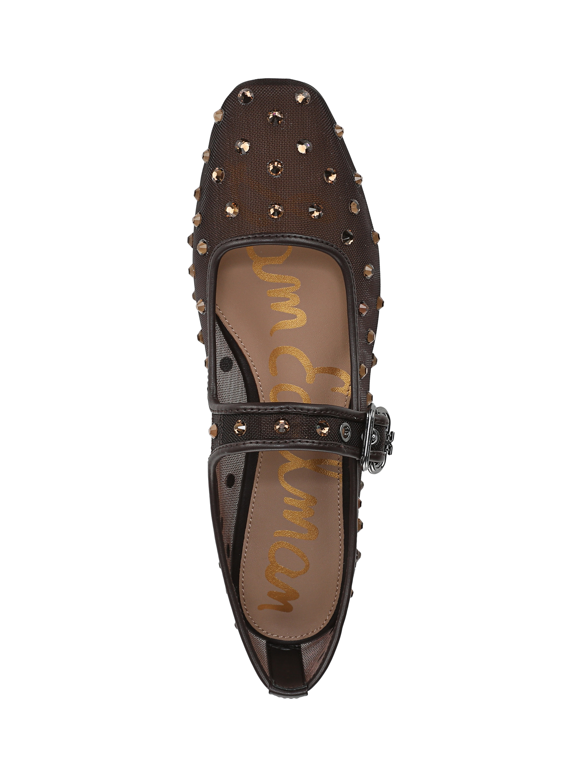 Product image 5 of 6, which shows Sam Edelman Michaela Shine Mary Jane Ballerina Pumps, Cafe Noir, 3
