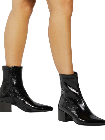 Dune London Pami Leather Block Heel Ankle Boots - view 2, Black