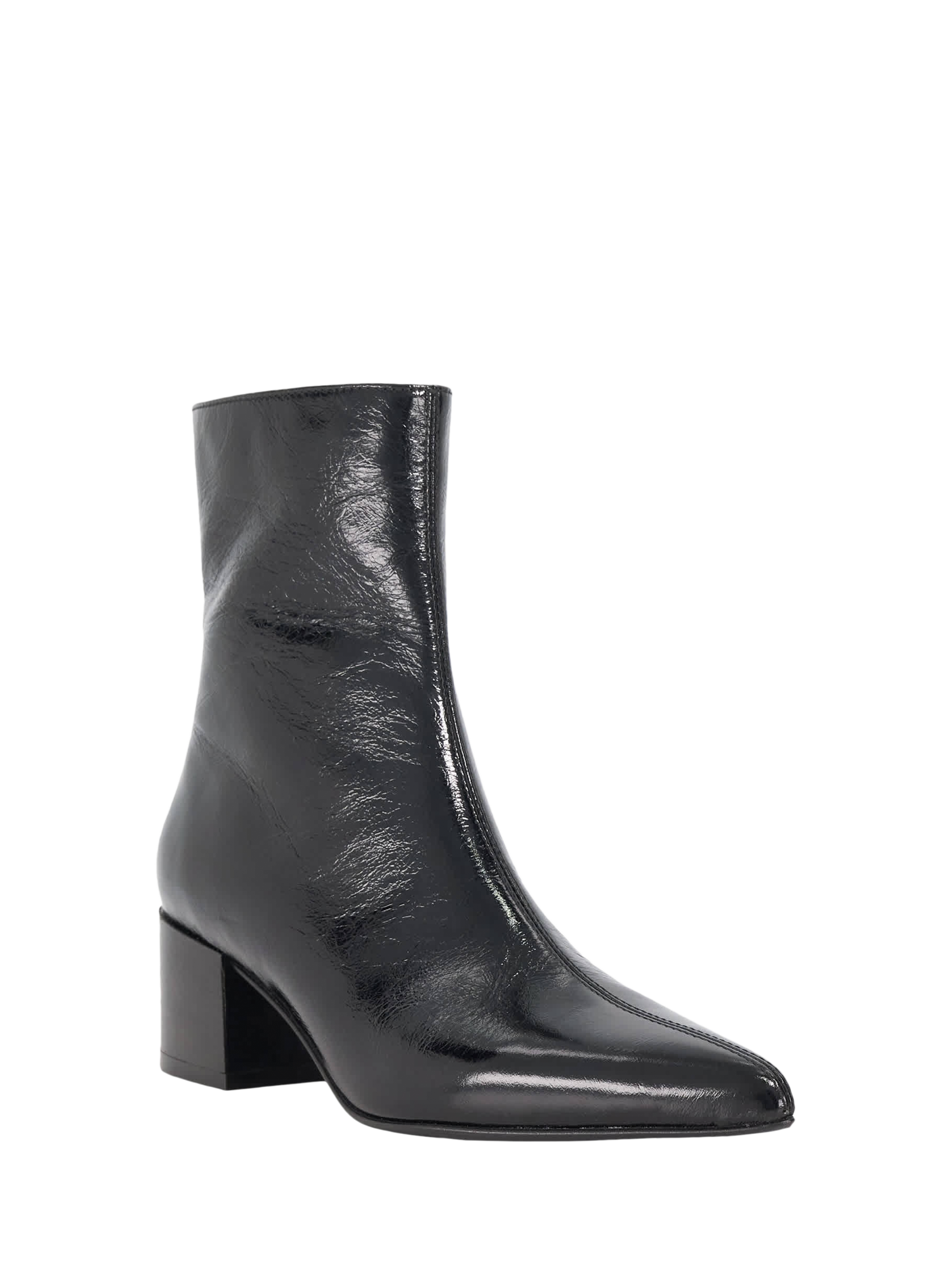 Product image 4 of 6, which shows Dune London Pami Leather Block Heel Ankle Boots, Black, EU36