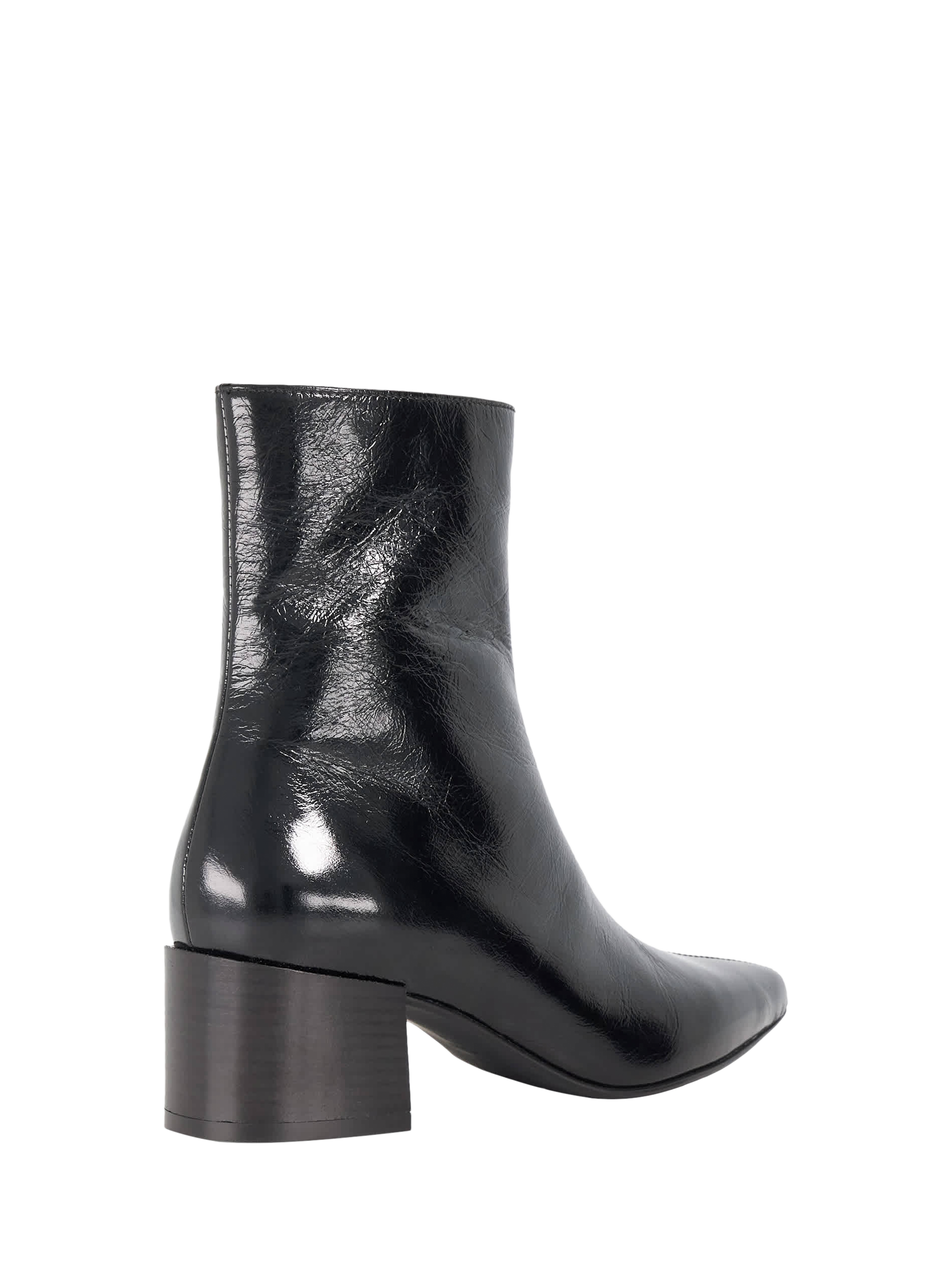 Product image 5 of 6, which shows Dune London Pami Leather Block Heel Ankle Boots, Black, EU36