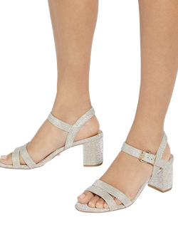 Dune London Merisa Block Heel Sandals, Gold - view 2, Gold