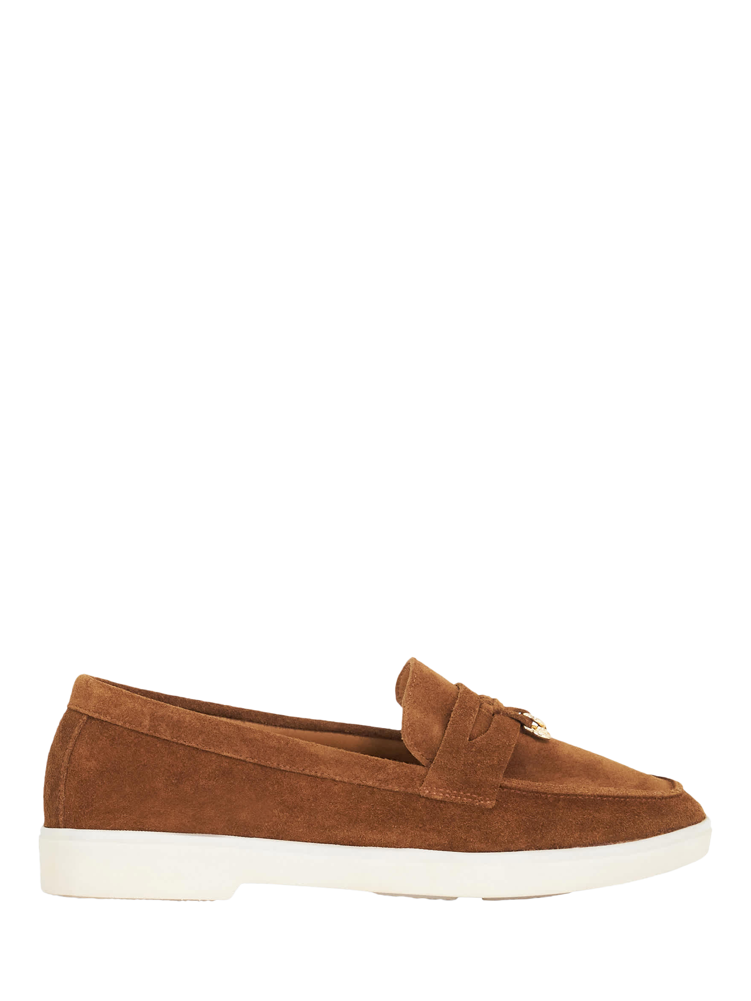 Product image 1 of 5, which shows Dune London Grinning Suede Loafers, Dark Tan, EU36