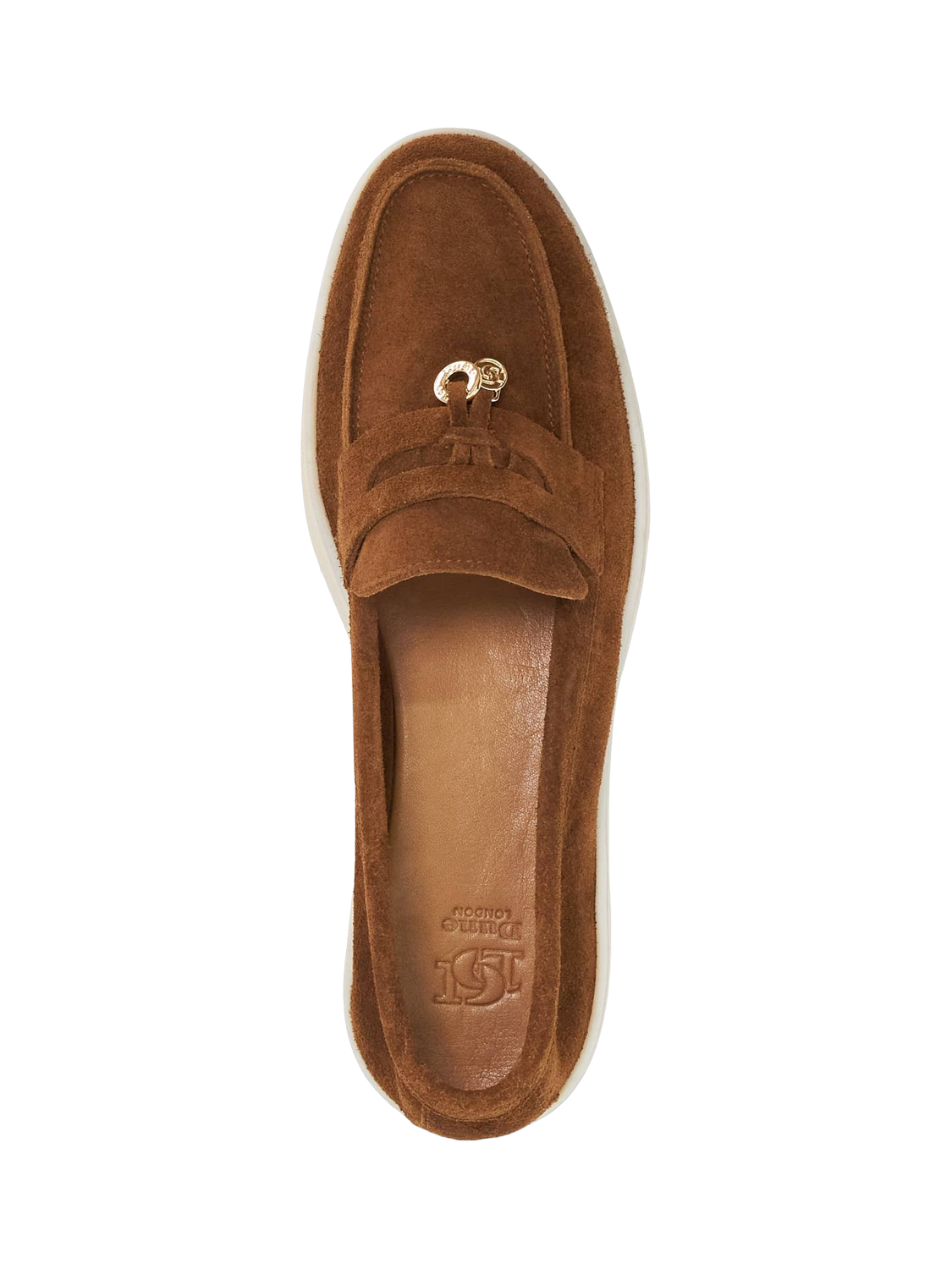 Product image 2 of 5, which shows Dune London Grinning Suede Loafers, Dark Tan, EU36