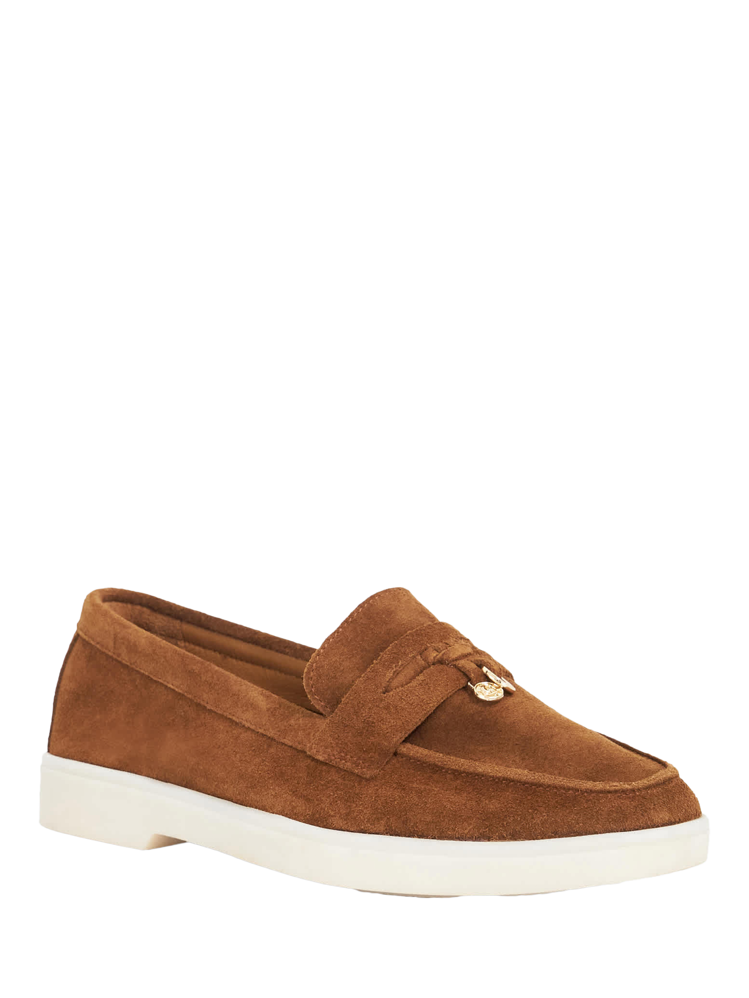 Product image 3 of 5, which shows Dune London Grinning Suede Loafers, Dark Tan, EU36