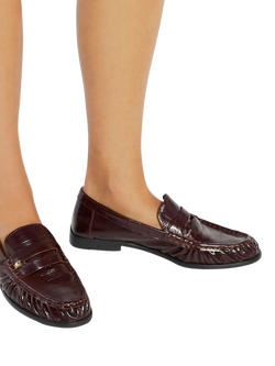 Dune London Grisella Leather Loafers, Burgundy - view 2, Burgundy