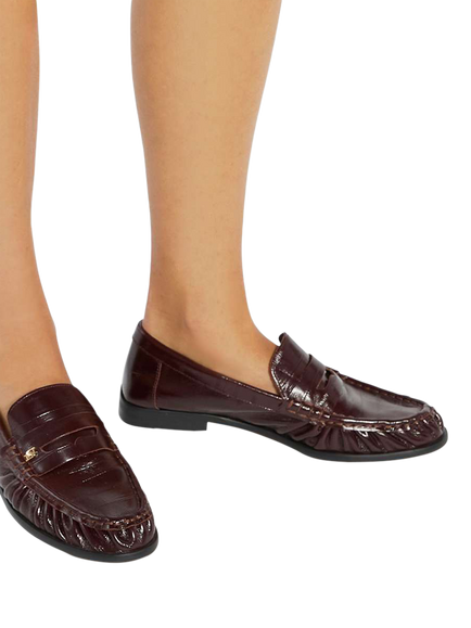 Dune London Grisella Leather Loafers, Burgundy - view 2, Burgundy