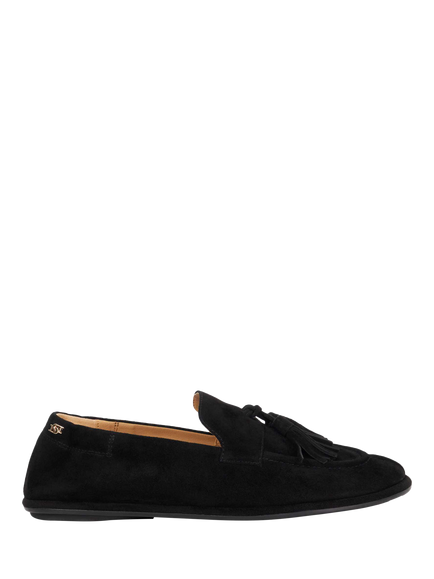 Dune London Grounding Tassel Suede Loafers, Black