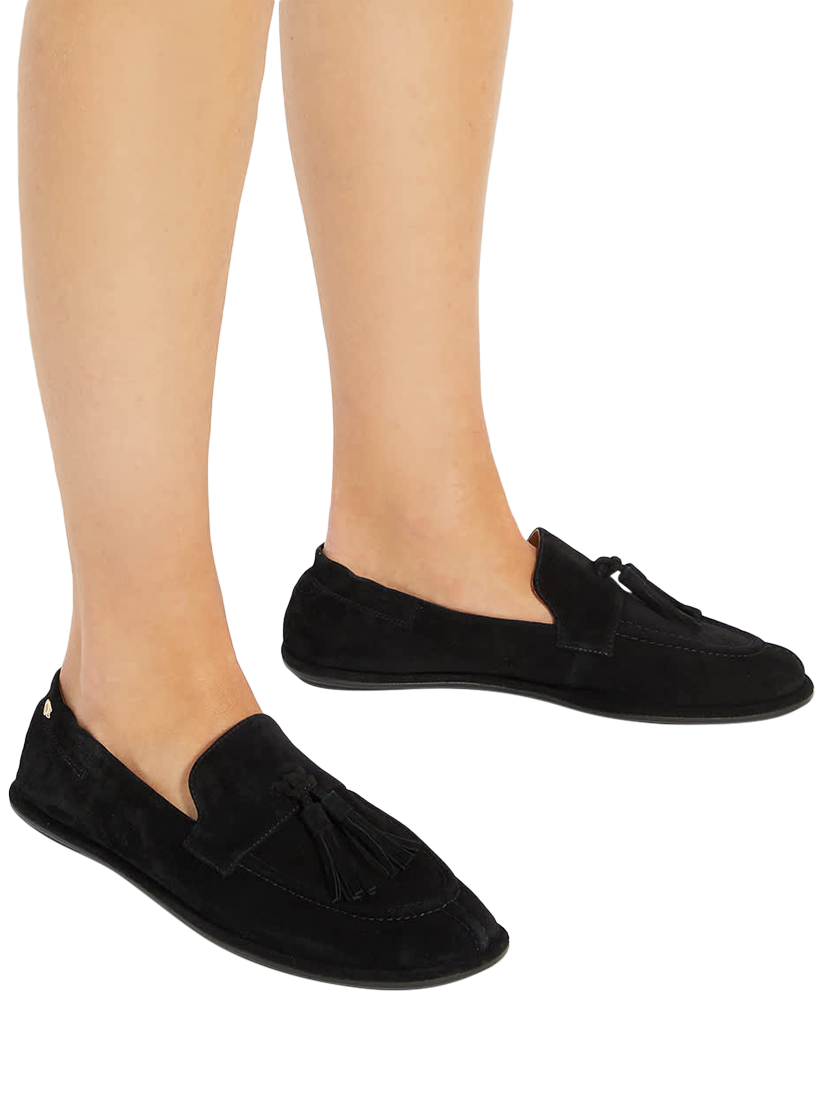 Product image 2 of 6, which shows Dune London Grounding Tassel Suede Loafers, Black, EU36