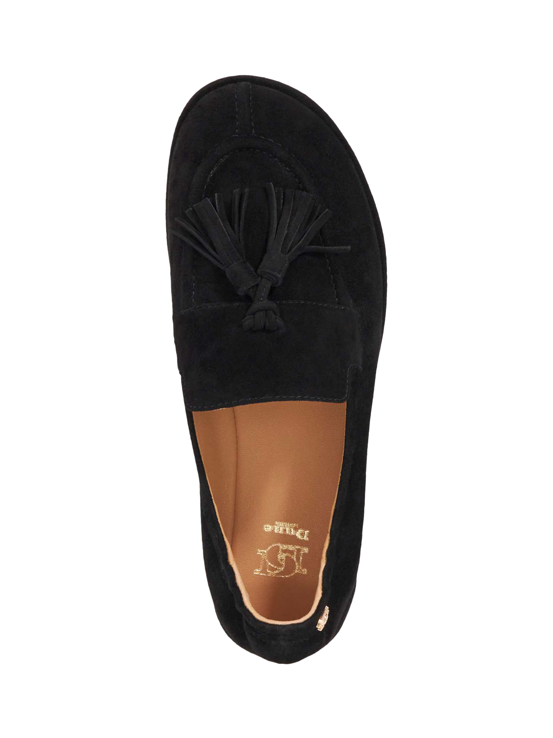 Product image 3 of 6, which shows Dune London Grounding Tassel Suede Loafers, Black, EU36
