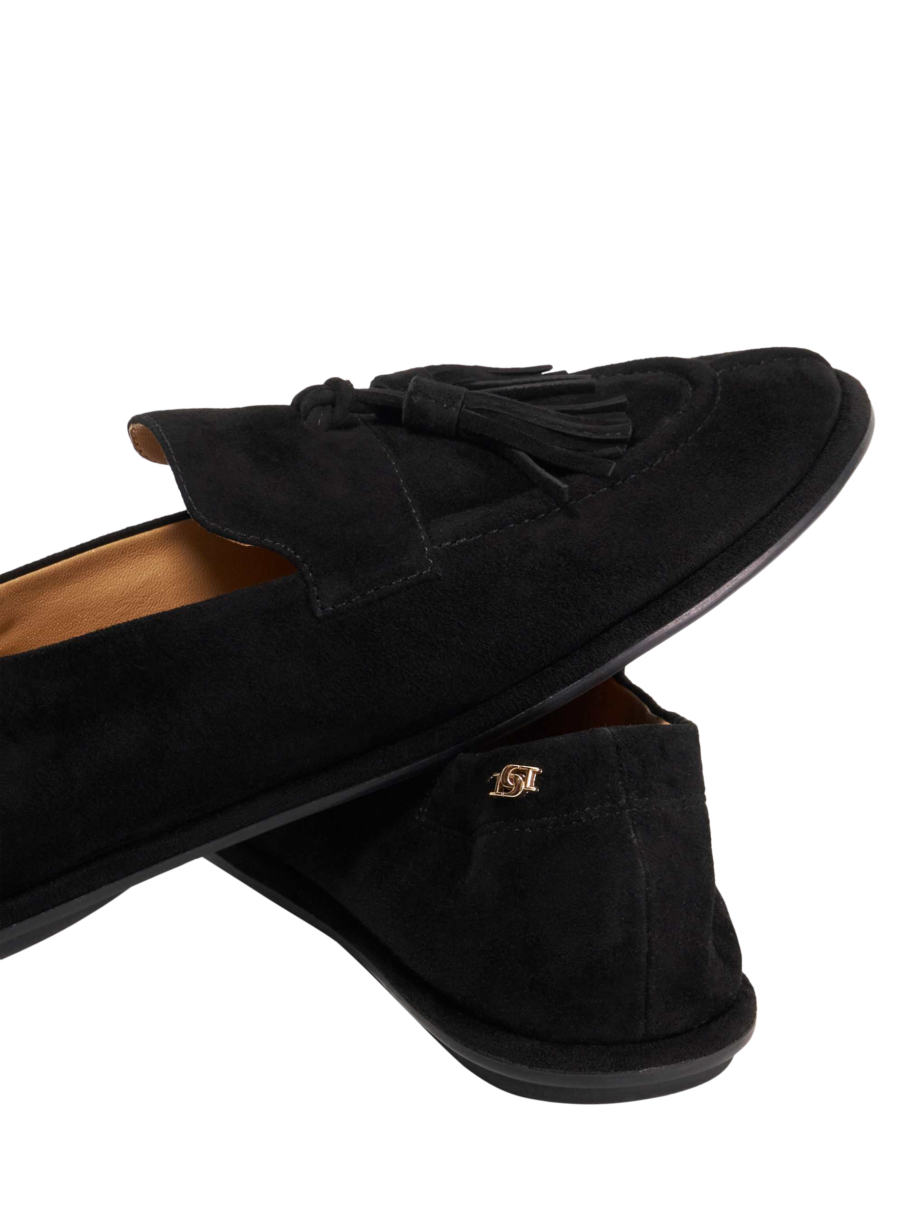 Product image 6 of 6, which shows Dune London Grounding Tassel Suede Loafers, Black, EU36