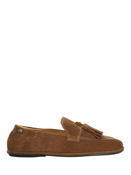 Dune London Grounding Tassel Suede Loafers, Brown