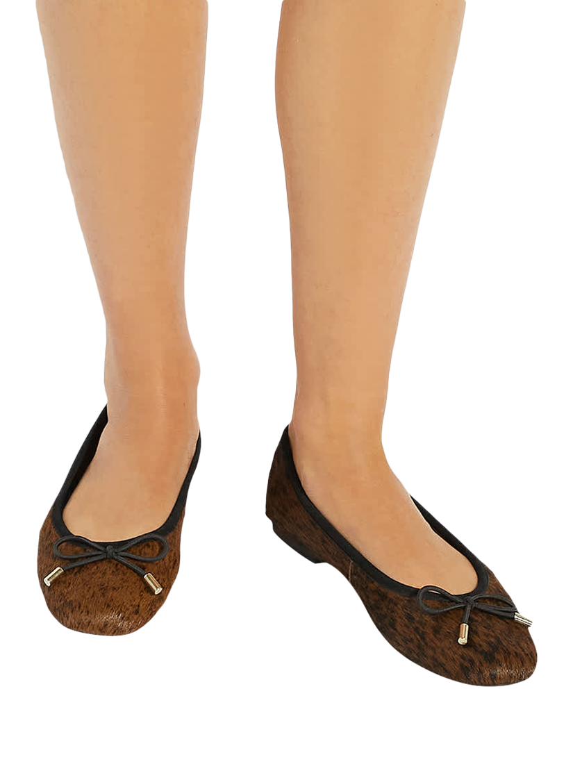 Product image 2 of 6, which shows Dune London Highest Suede Ballerina Pumps, Dark Tan, EU36