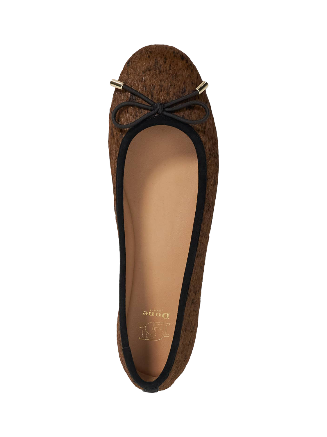 Product image 3 of 6, which shows Dune London Highest Suede Ballerina Pumps, Dark Tan, EU36