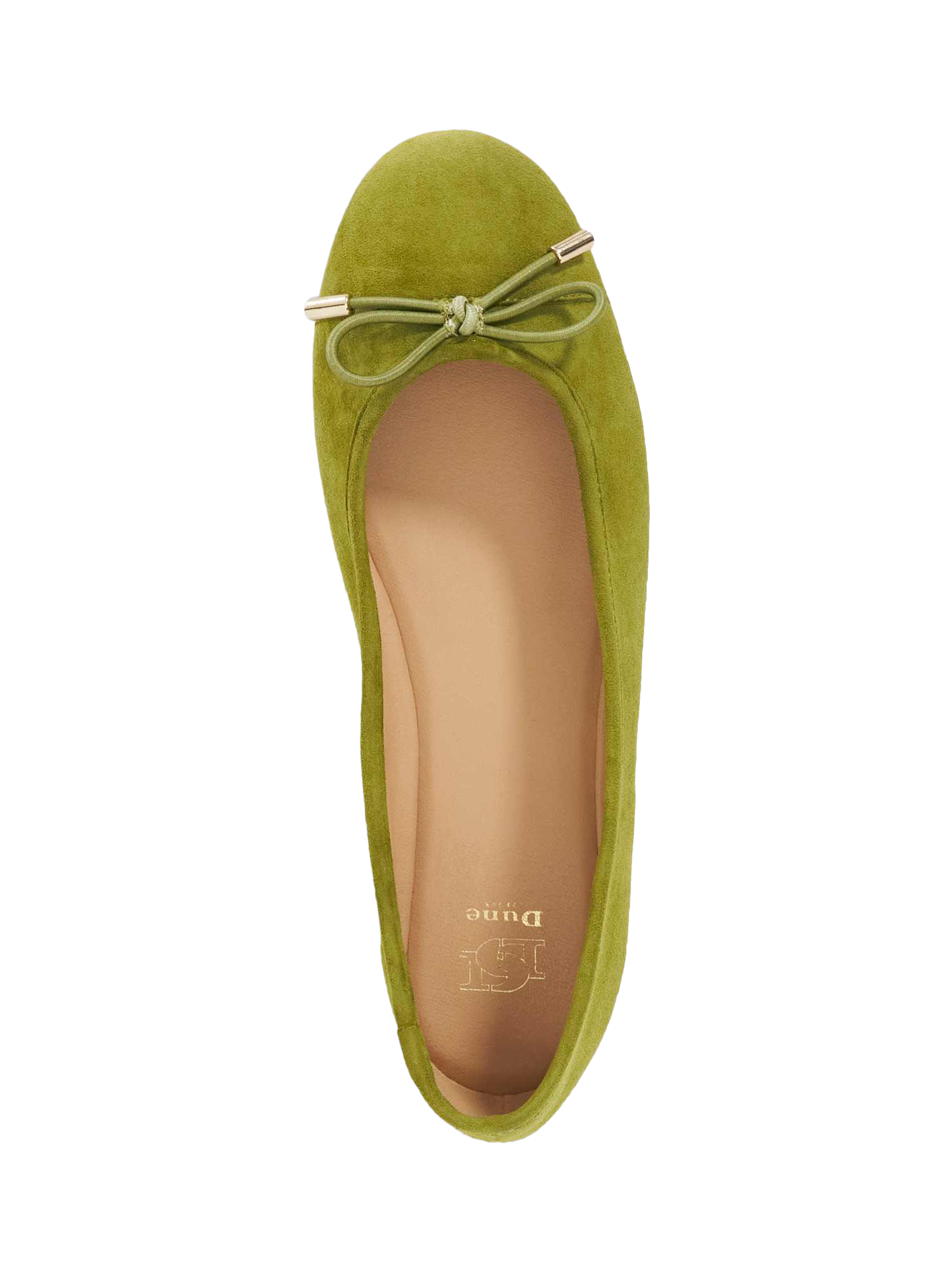 Product image 3 of 6, which shows Dune London Highest Suede Ballerina Pumps, Green, EU36