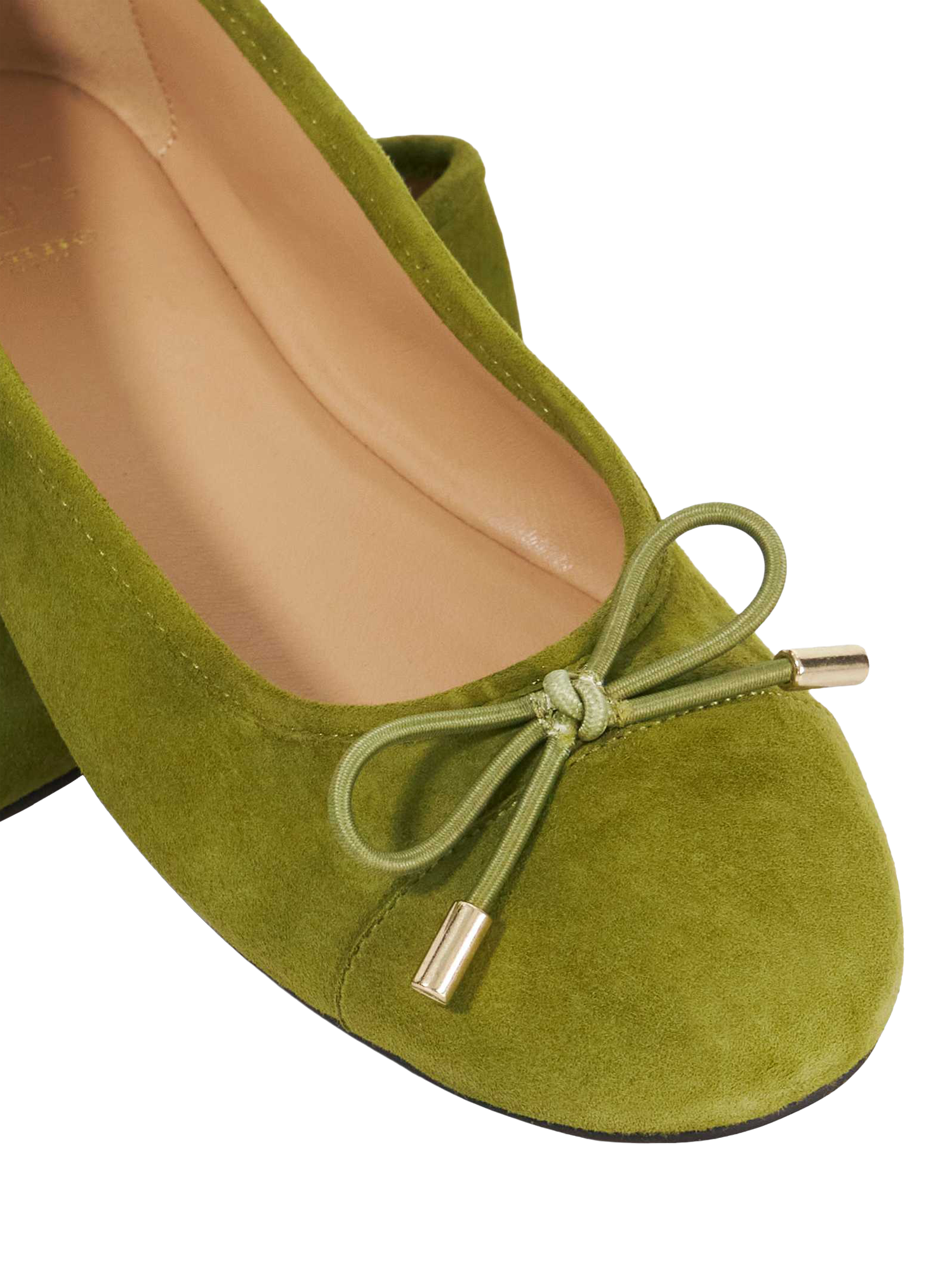 Product image 6 of 6, which shows Dune London Highest Suede Ballerina Pumps, Green, EU36