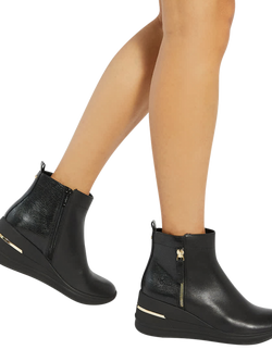 Dune London Everyone Leather Wedge Ankle Boots, Black - view 2, Black