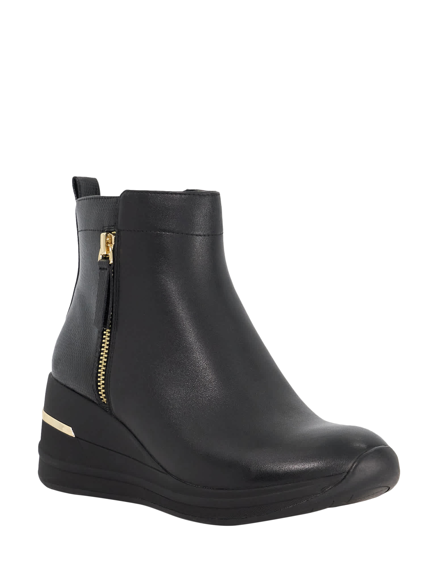 Product image 4 of 6, which shows Dune London Everyone Leather Wedge Ankle Boots, Black, EU37