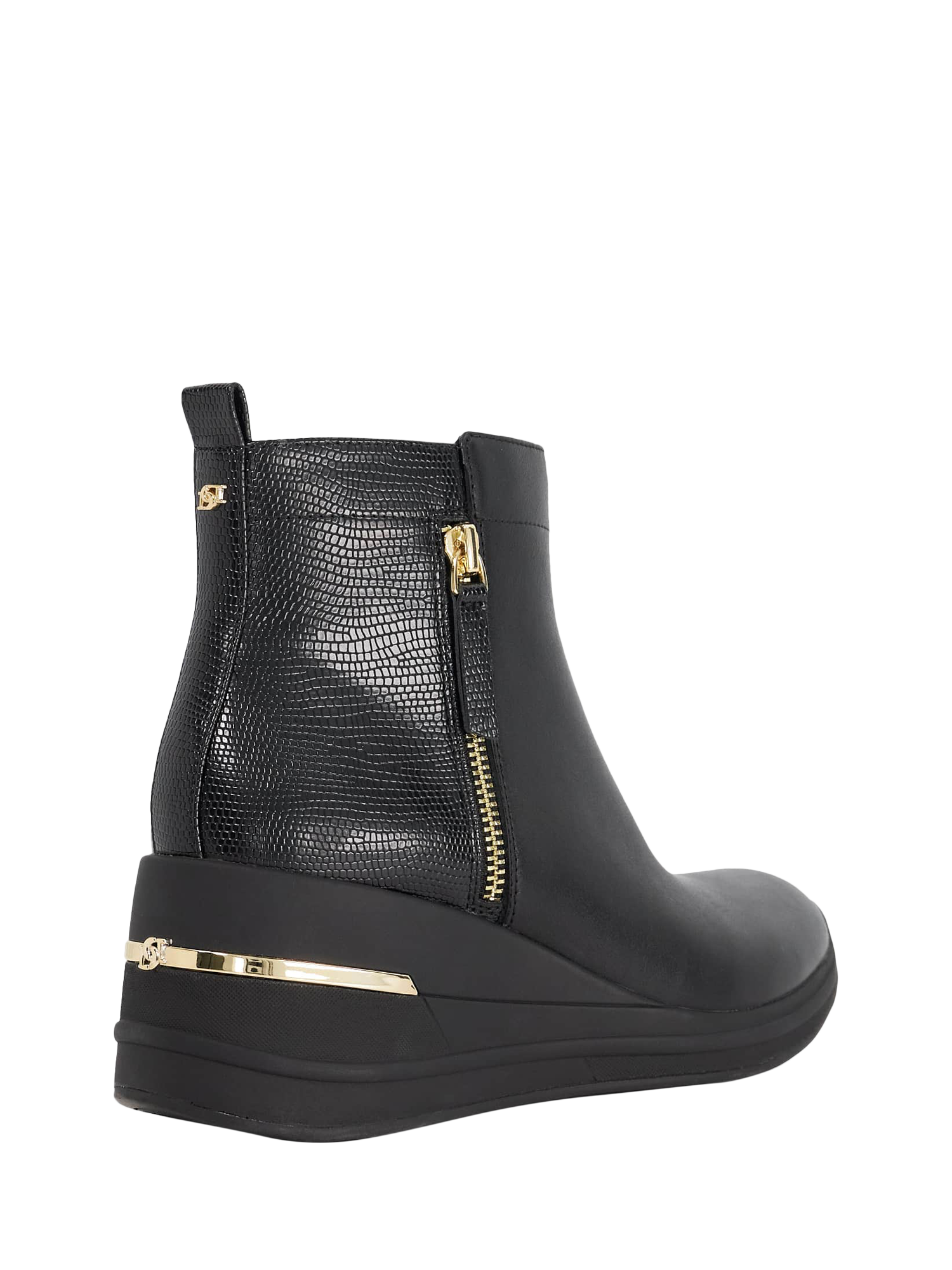 Product image 5 of 6, which shows Dune London Everyone Leather Wedge Ankle Boots, Black, EU37
