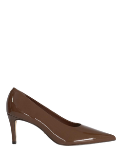 Dune London Aspiring Leather Pointed Toe Court Shoes, Brown, Brown