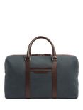 Carl Friedrik Compact Weekender Leather Holdall Bag, 35L, Navy/Hackett