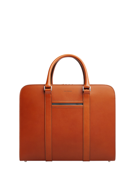 Carl Friedrik Palissy 15" Laptop Leather Double Briefcase, 16L, Cognac