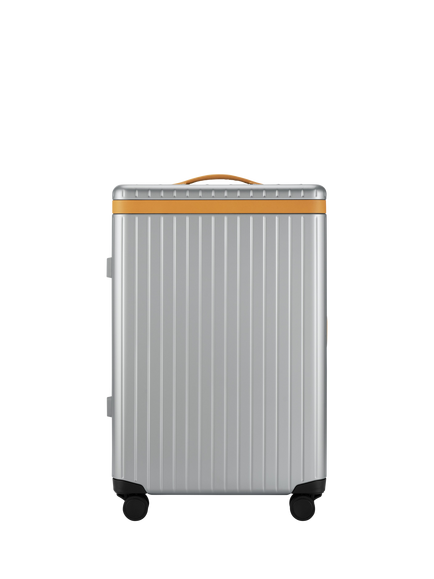 Carl Friedrik The Check-In 4-Wheel 67cm Medium Suitcase, 69L, Arctic Grey/Tan, Arctic Grey/Tan