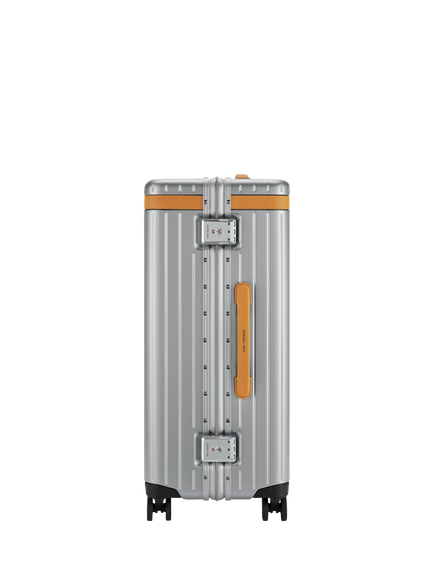 Carl Friedrik The Check-In 4-Wheel 67cm Medium Suitcase, 69L, Arctic Grey/Tan - view 2, Arctic Grey/Tan