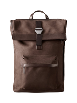 Carl Friedrik City-Hopper Fold Top Leather Backpack, 23L, Chocolate