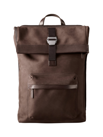 Carl Friedrik City-Hopper Fold Top Leather Backpack, 23L, Chocolate