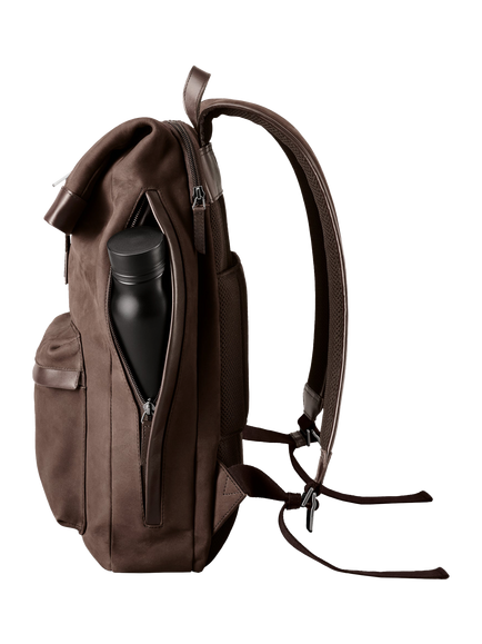 Carl Friedrik City-Hopper Fold Top Leather Backpack, 23L - view 2, Chocolate