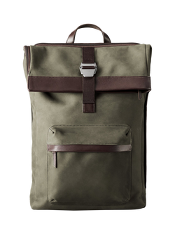 Carl Friedrik City-Hopper Fold Top Leather Backpack, 23L, Olive