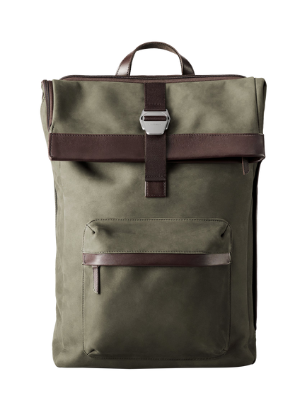 Carl Friedrik City-Hopper Fold Top Leather Backpack, 23L, Olive